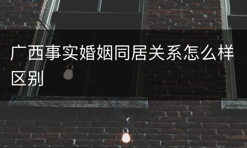 广西事实婚姻同居关系怎么样区别