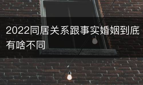 2022同居关系跟事实婚姻到底有啥不同