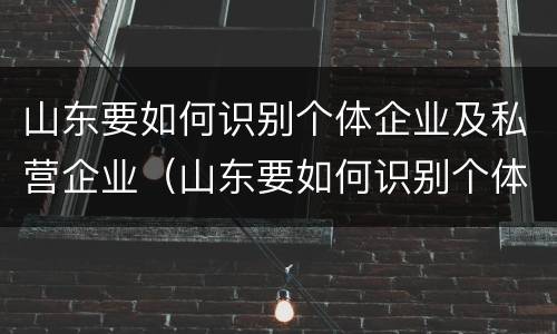 山东要如何识别个体企业及私营企业（山东要如何识别个体企业及私营企业名称）