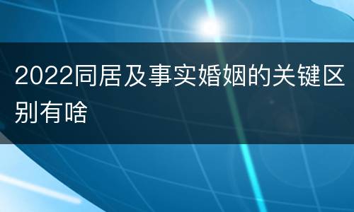 2022同居及事实婚姻的关键区别有啥