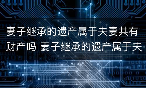 妻子继承的遗产属于夫妻共有财产吗 妻子继承的遗产属于夫妻共有财产吗知乎