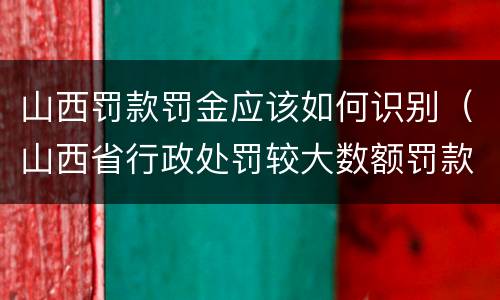 山西罚款罚金应该如何识别（山西省行政处罚较大数额罚款）