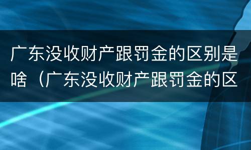 广东没收财产跟罚金的区别是啥（广东没收财产跟罚金的区别是啥啊）