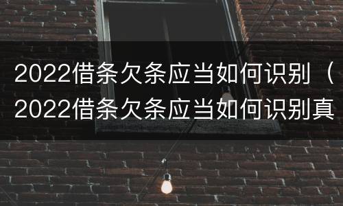2022借条欠条应当如何识别（2022借条欠条应当如何识别真伪）