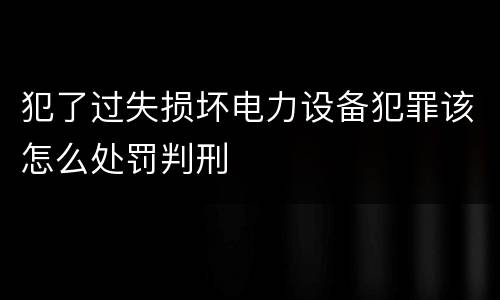 犯了过失损坏电力设备犯罪该怎么处罚判刑