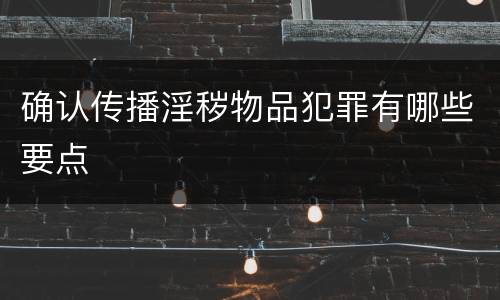 确认传播淫秽物品犯罪有哪些要点