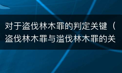 对于盗伐林木罪的判定关键（盗伐林木罪与滥伐林木罪的关键区别是）