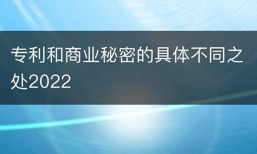 专利和商业秘密的具体不同之处2022