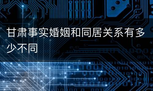 甘肃事实婚姻和同居关系有多少不同