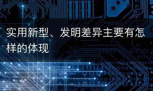 实用新型、发明差异主要有怎样的体现