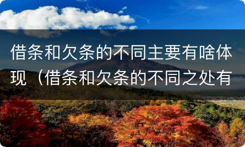 借条和欠条的不同主要有啥体现（借条和欠条的不同之处有哪些）