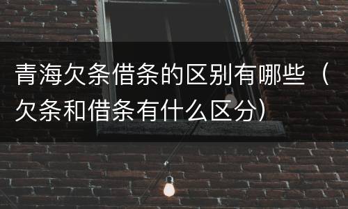 青海欠条借条的区别有哪些（欠条和借条有什么区分）