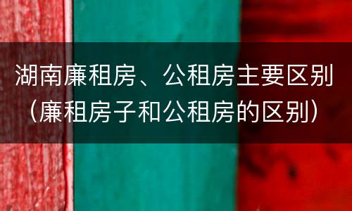湖南廉租房、公租房主要区别（廉租房子和公租房的区别）