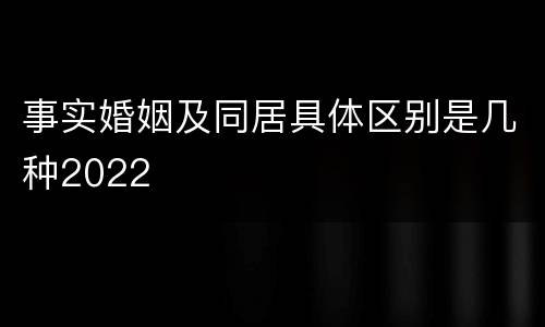 事实婚姻及同居具体区别是几种2022