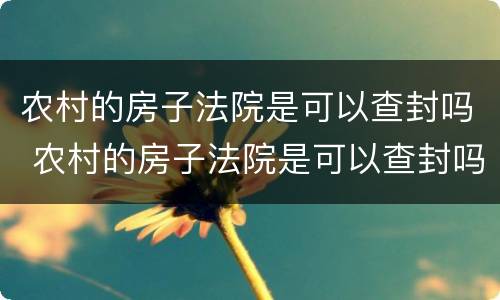 农村的房子法院是可以查封吗 农村的房子法院是可以查封吗