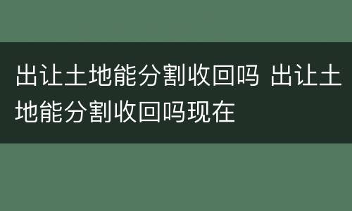 出让土地能分割收回吗 出让土地能分割收回吗现在