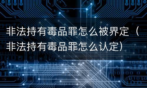 非法持有毒品罪怎么被界定（非法持有毒品罪怎么认定）