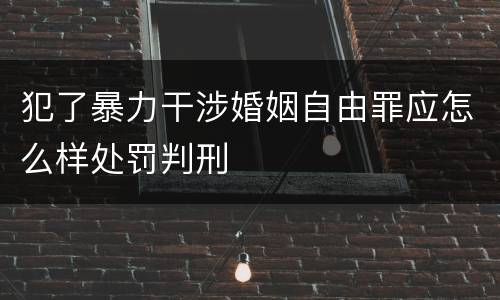 犯了暴力干涉婚姻自由罪应怎么样处罚判刑