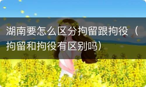 湖南要怎么区分拘留跟拘役（拘留和拘役有区别吗）