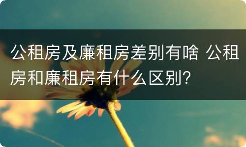 公租房及廉租房差别有啥 公租房和廉租房有什么区别?