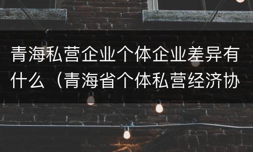 青海私营企业个体企业差异有什么（青海省个体私营经济协会）