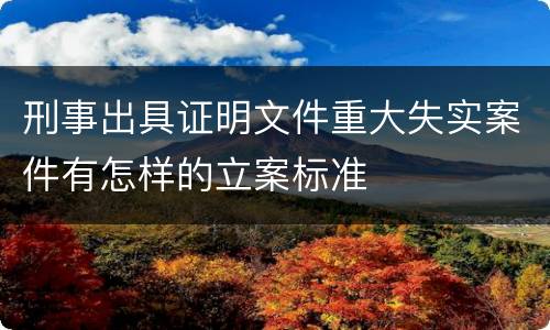 刑事出具证明文件重大失实案件有怎样的立案标准