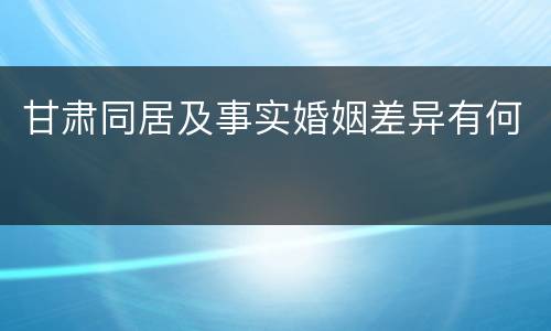 甘肃同居及事实婚姻差异有何