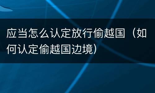 应当怎么认定放行偷越国（如何认定偷越国边境）