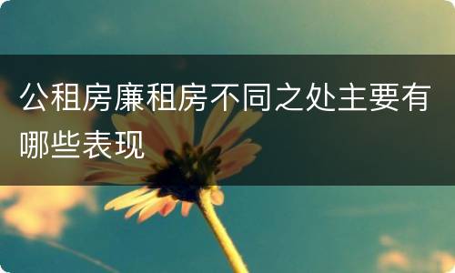 公租房廉租房不同之处主要有哪些表现