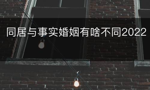 同居与事实婚姻有啥不同2022