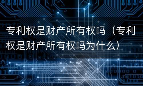 专利权是财产所有权吗（专利权是财产所有权吗为什么）