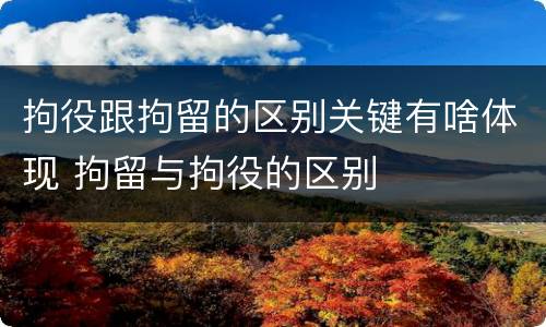 拘役跟拘留的区别关键有啥体现 拘留与拘役的区别