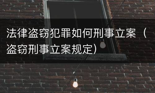法律盗窃犯罪如何刑事立案（盗窃刑事立案规定）