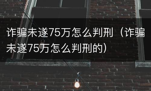 诈骗未遂75万怎么判刑（诈骗未遂75万怎么判刑的）