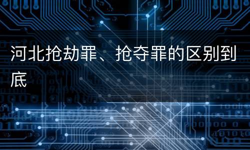 河北抢劫罪、抢夺罪的区别到底