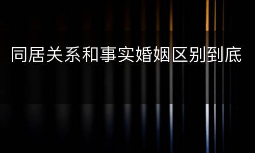 同居关系和事实婚姻区别到底