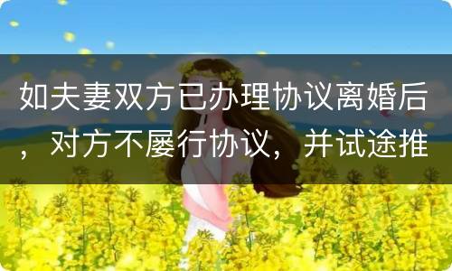 如夫妻双方已办理协议离婚后，对方不屡行协议，并试途推翻协议法院会支持吗