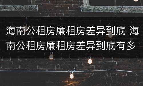 海南公租房廉租房差异到底 海南公租房廉租房差异到底有多大