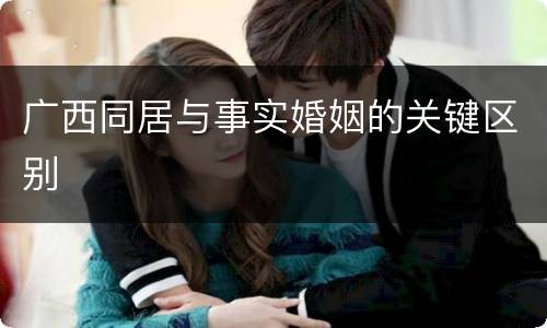 广西同居与事实婚姻的关键区别