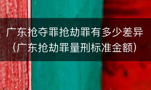 广东抢夺罪抢劫罪有多少差异（广东抢劫罪量刑标准金额）