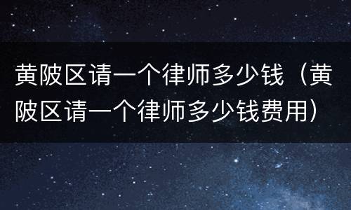 黄陂区请一个律师多少钱（黄陂区请一个律师多少钱费用）