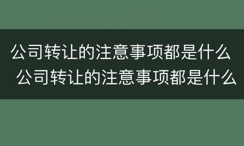 公司转让的注意事项都是什么 公司转让的注意事项都是什么意思