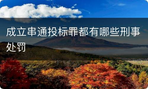 成立串通投标罪都有哪些刑事处罚