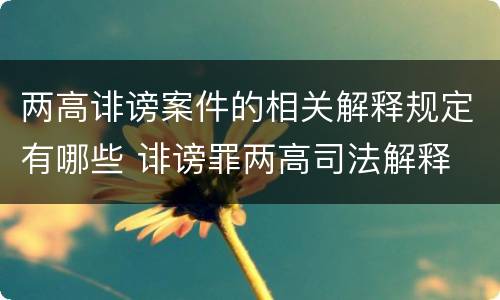 两高诽谤案件的相关解释规定有哪些 诽谤罪两高司法解释