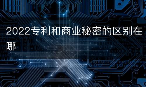 2022专利和商业秘密的区别在哪