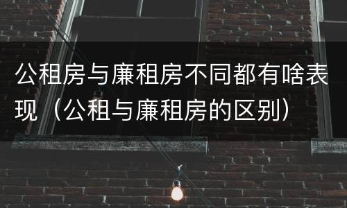 公租房与廉租房不同都有啥表现（公租与廉租房的区别）