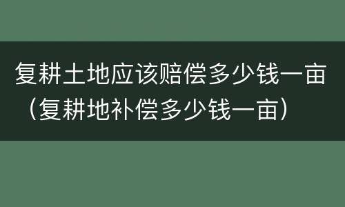 复耕土地应该赔偿多少钱一亩（复耕地补偿多少钱一亩）