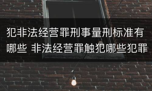 犯非法经营罪刑事量刑标准有哪些 非法经营罪触犯哪些犯罪构成