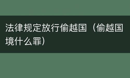 法律规定放行偷越国（偷越国境什么罪）