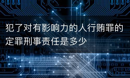 犯了对有影响力的人行贿罪的定罪刑事责任是多少